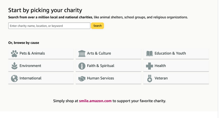 Amazon options for donation