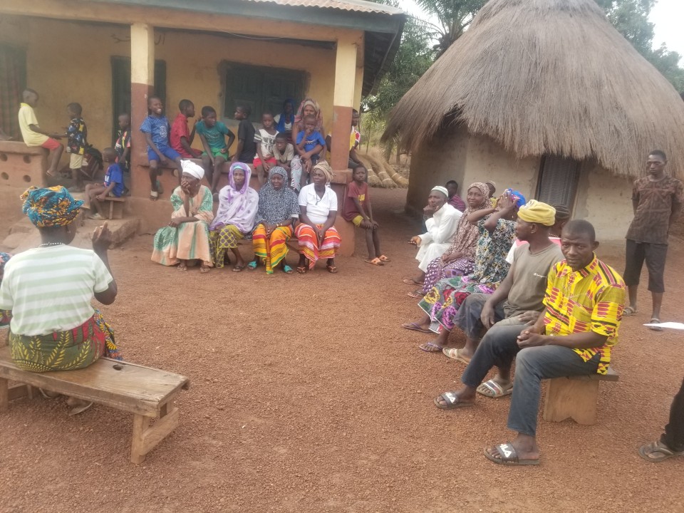 community meeting at kamawornie village