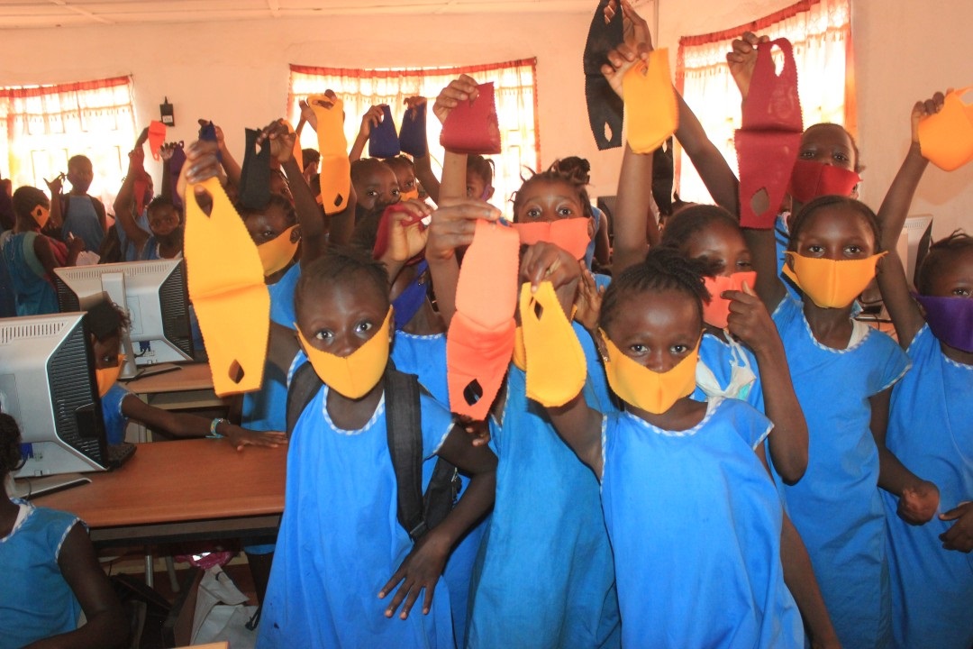 girls in school using custom made nose mask