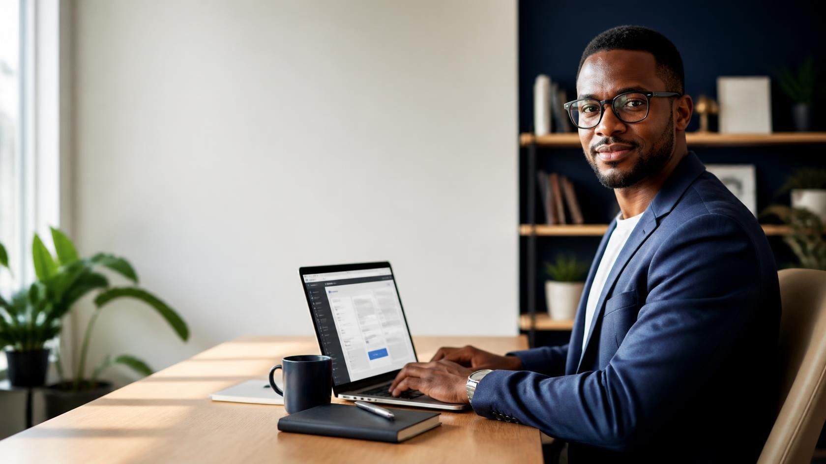 man working on laptop