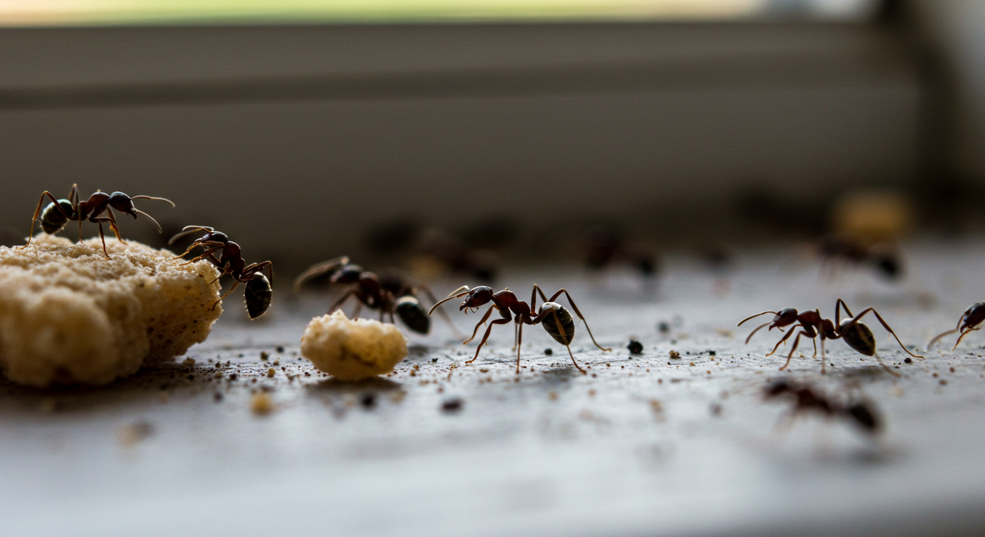 Image FX. Little black ants with heavy food supply