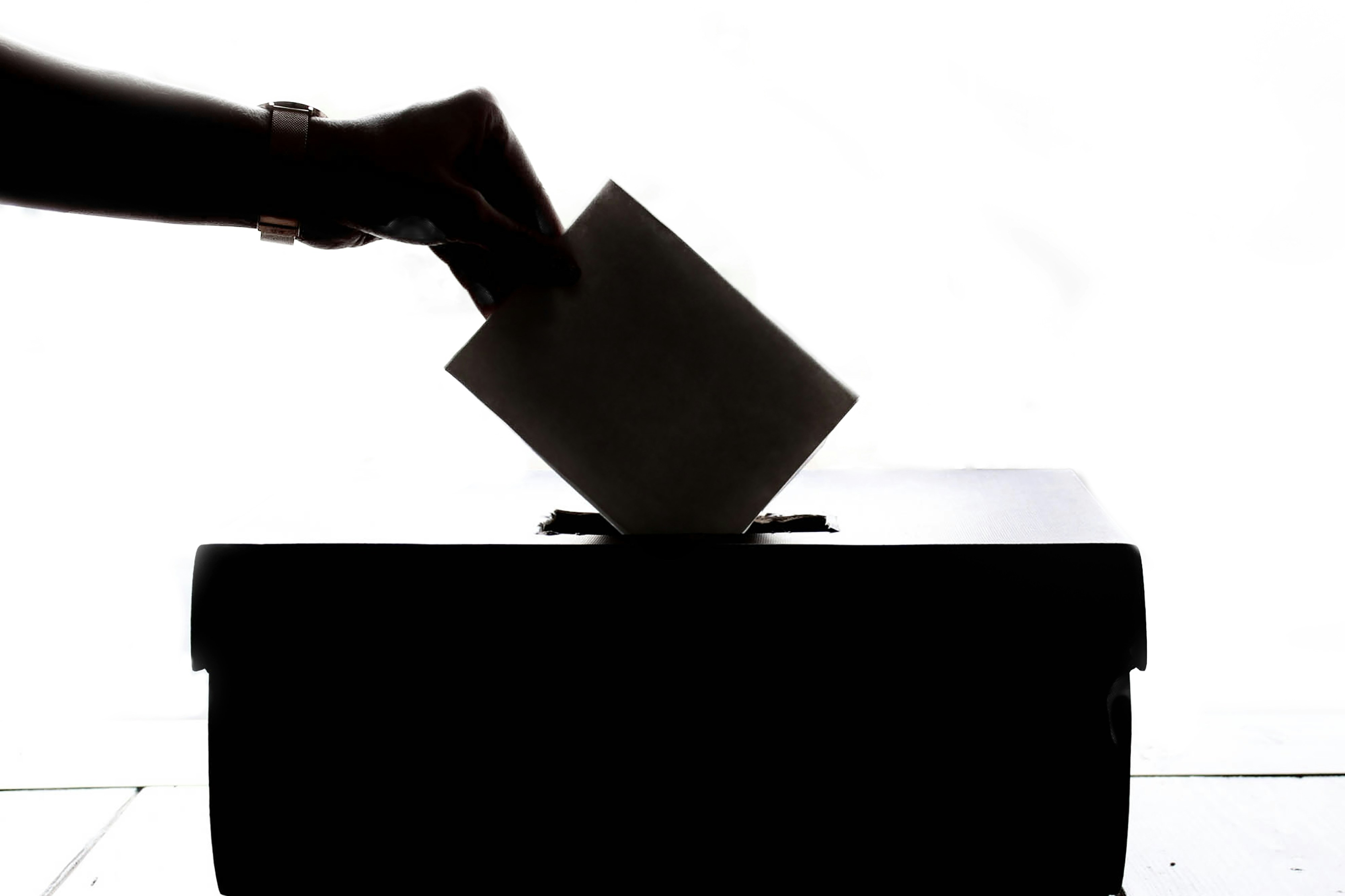 A voter dropping his ballot papaer into the ballot box