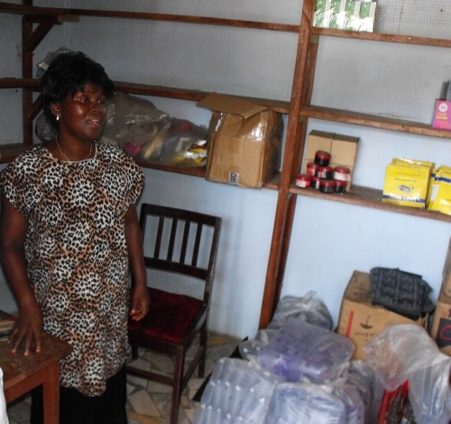 Seray Kallon in her kiosk, Sierra Leone, 2009