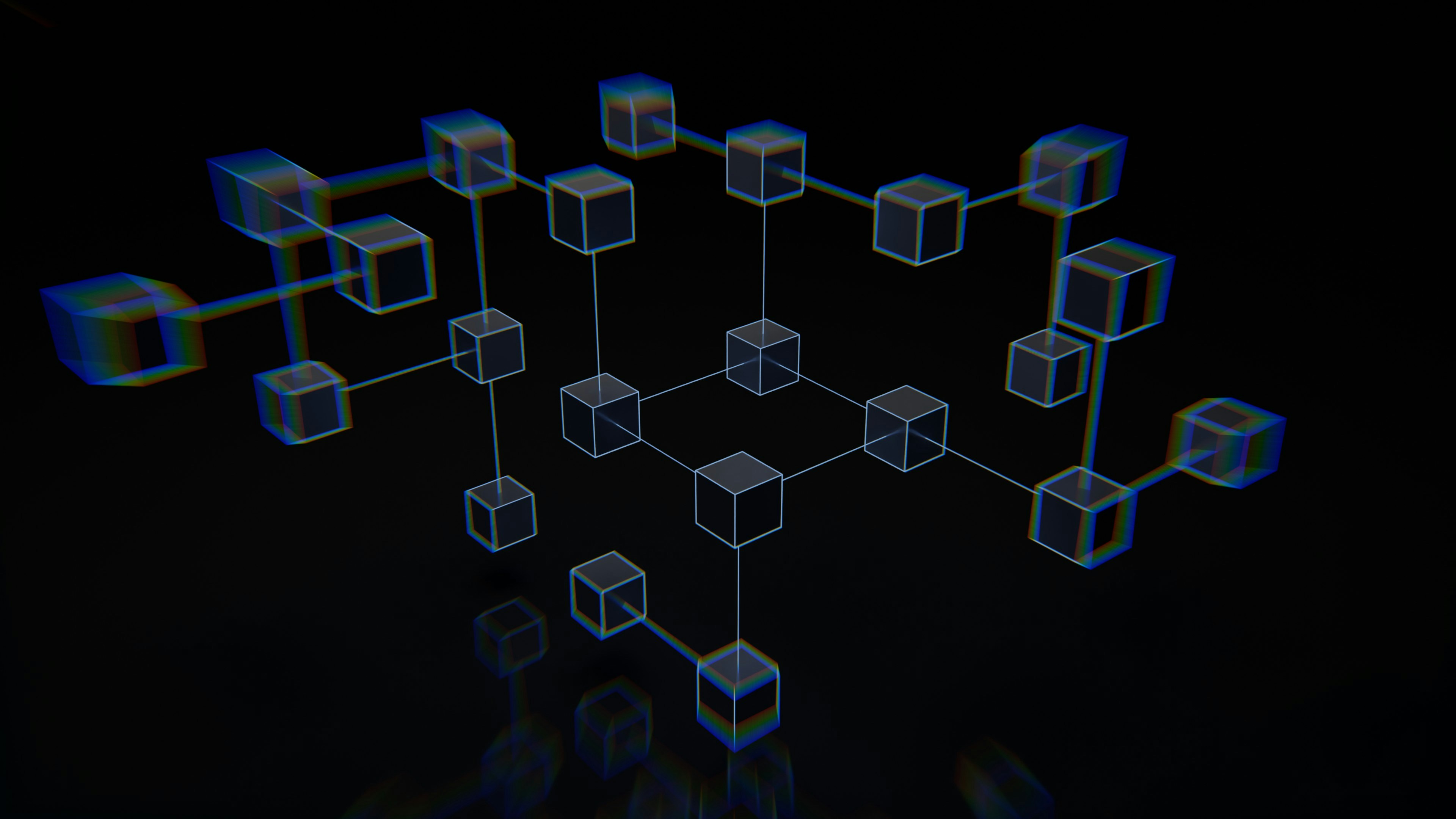 A group of cubes on a black surface