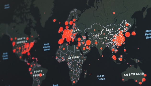 Map of the World hit by covid-19